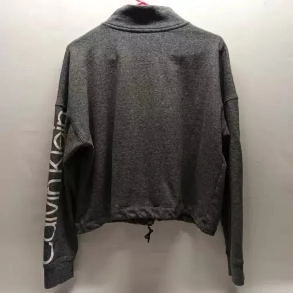 Calvin Klein Performance Women’s Pullover Gray 1/4 Zip Cropped Sweatshirt XL GUC
